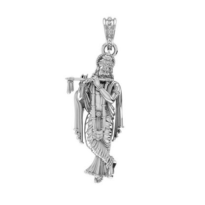 92.5% Pure Sterling Silver God Krishna (Big Size) Pendant for Men & Women
