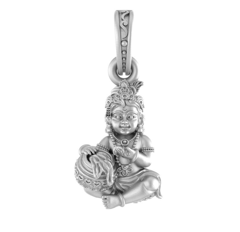 Sterling Silver (92.5% purity) God Kanha Laddu Gopal Pendant for Men & Women Pure Silver Bhagwan Thakur ji Bal Laddu Gopal Krihna Kanhaiya Locket for Good Health & Wealth