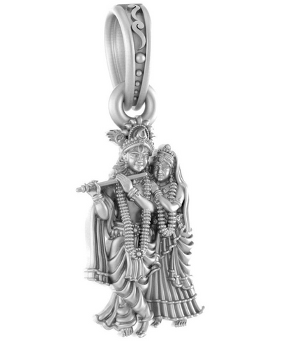 92.5% Pure Sterling Silver God Radha Krishna (Big Size) Pendant for Men & Women