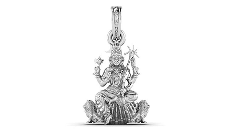 Sterling Silver (92.5% purity) Goddess Maa Kamakshii Pendant for Men & Women Pure Silver Lord Ma Kanchi Kamakshi Devi Locket Kanchipuram for Good Health & Wealth