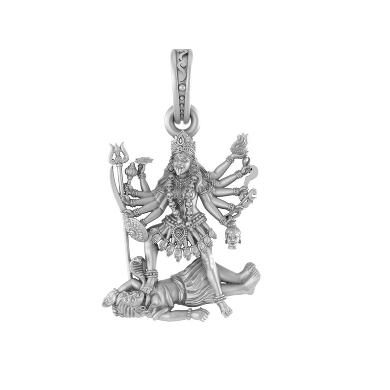 Sterling Silver 92.5 Goddess kali maa (Big Size) Pendant for Men & Women - Length: 27, Width: 21