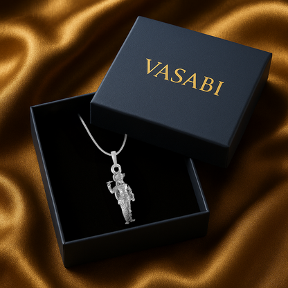 Vasabi 92.5 Sterling Silver Lord Krishna Pendant | Pure Silver God Krishna Locket for Men & Women | Good Health & Wealth