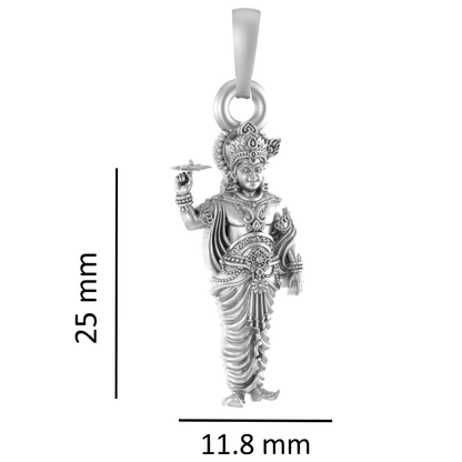 Vasabi 92.5 Sterling Silver Lord Krishna Pendant | Pure Silver God Krishna Locket for Men & Women | Good Health & Wealth