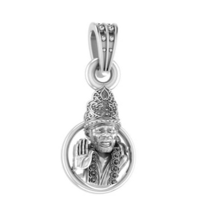 Sacred Sai Baba Blessings: Pendant for Peace & Prosperity (92.5% Purity) Sai Baba Pendant Locket for Men & Women Pure Silver Locket
